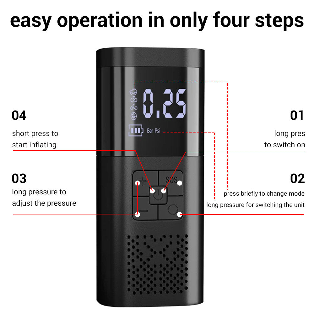 Oz Bargains Outlet Shop™ 12V Cordless Tyre Inflator — 150 PSI Digital Air Pump